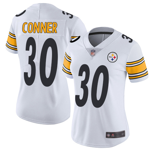 Women Pittsburgh Steelers Football #30 Limited White James Conner Road Vapor Untouchable Nike NFL Jersey